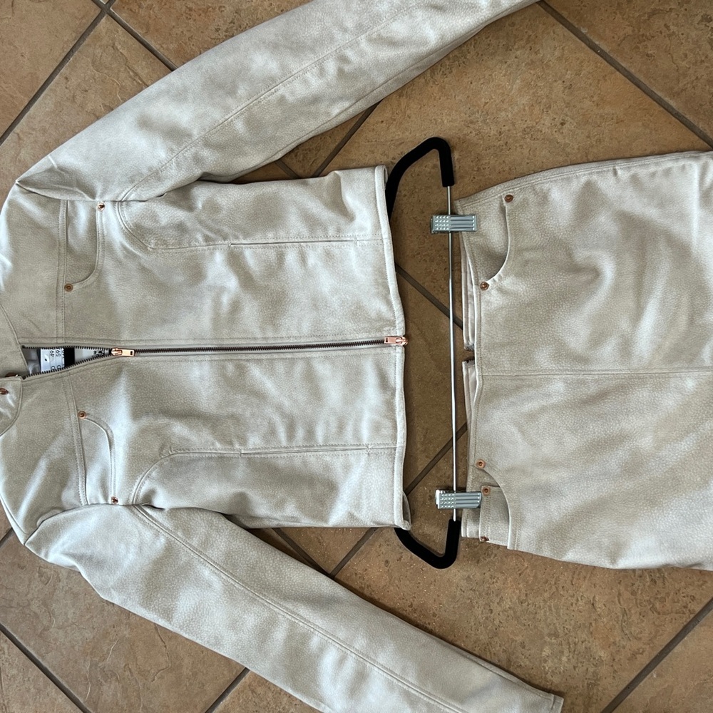 Cream Jacket and Skirt Set